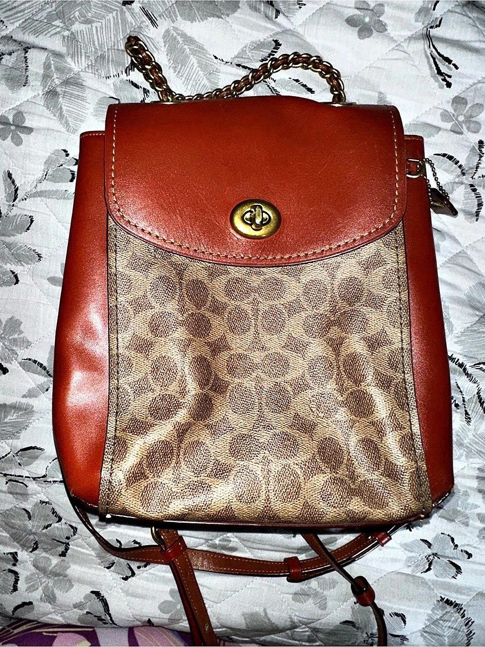 Coach Turnlock Backpack in Signature Canvas Brown